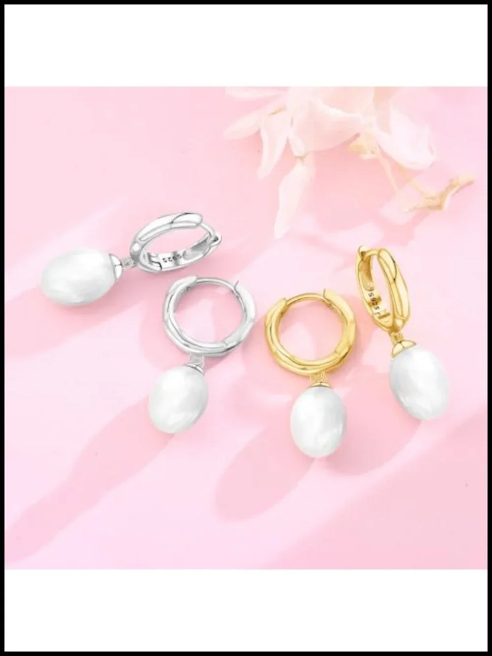 18K Gold Plated Sterling Silver Dangle Earrings Hypoallergenic Cubic Zirconia